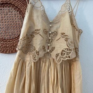 Zara Beige Lace Midi Dress